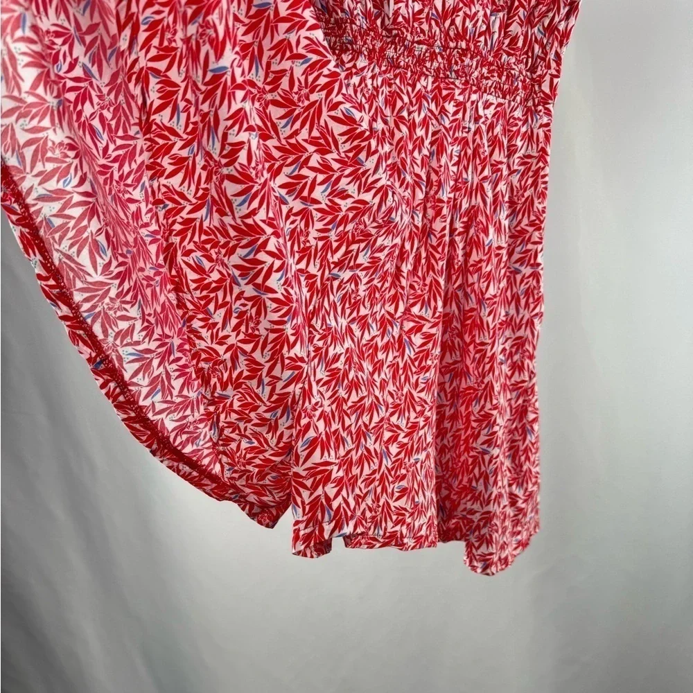 Lulus Dondi Print Tie-Front Short Sleeve Romper in Red and White Size Small - Picture 12 of 13